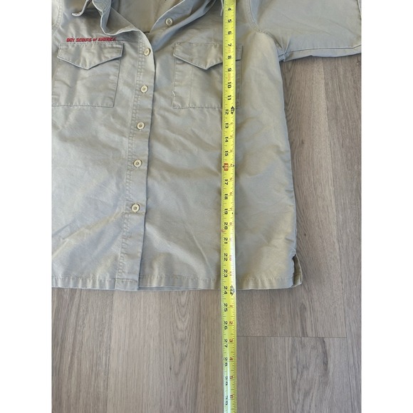 Vintage Boy Scouts Of America Button Up Uniform Shirt Ladies M Pockets Beige - Picture 6 of 7